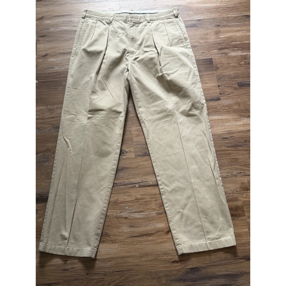Vintage 90s Men's Ralph Lauren Pants Tan Khaki Pleated Preppy Chinos Size 38x34
